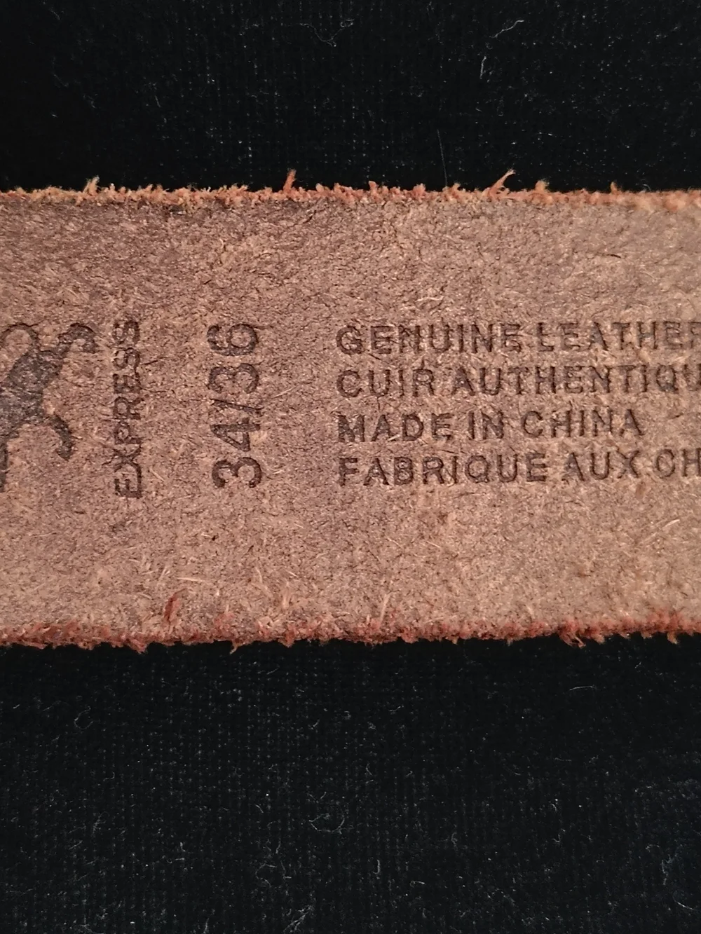Express Mens Genuine Leather Belt -Tan With Antique Buckle -Size 34/36 -Like New